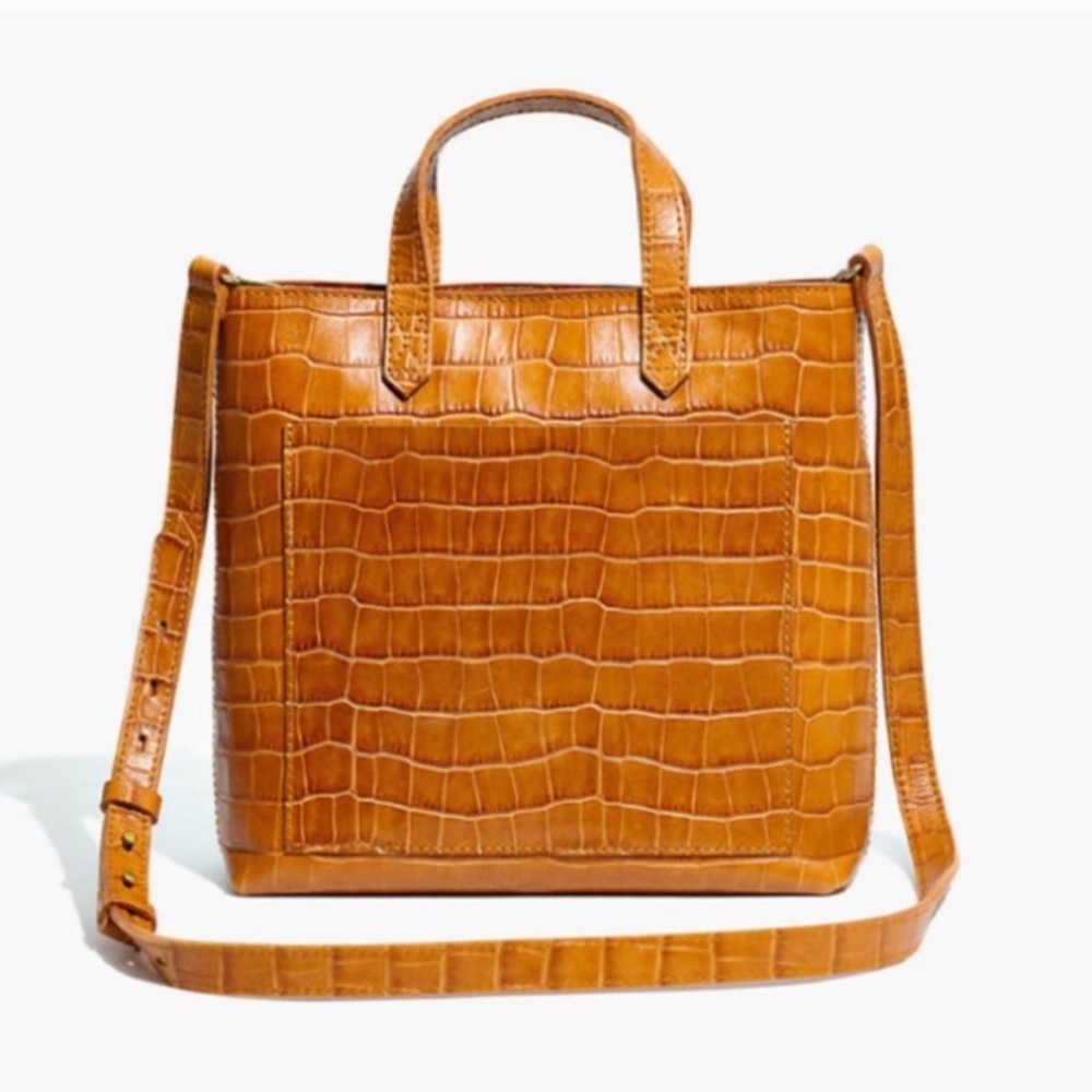 NWT Madewell mini transport tote croc embossed